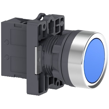 BOTAO 22MM RETORNO POR MOLA 1NA AZUL - Eletro Transol
