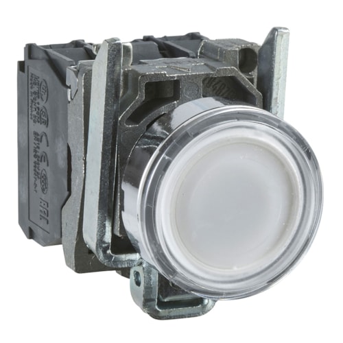 Botão de Comando Metal Luminoso LED 24VCA Branco XB4BW31B5 Schneider