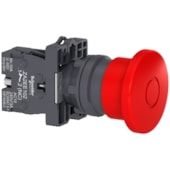 Botão de Emergência Ø22 mm Plástico Cogumelo Ø40 mm Vermelho 1NF XA2ET42 Schneider Electric