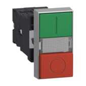 Botão Duplo Ø22 mm Verde/Vermelho com Sinaleiro LED 220 V CC/CA XA2EW7L3741M5 Schneider Electric
