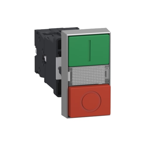 Botão Duplo Ø22 mm Verde/Vermelho com Sinaleiro LED 24 V CC/CA XA2EW7L3741B5 Schneider Electric