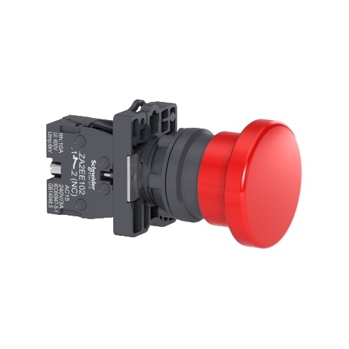 Botão Ø22 mm Plástico Cogumelo Pulsador Ø40 mm 1NF Vermelho XA2EC42 Schneider Electric