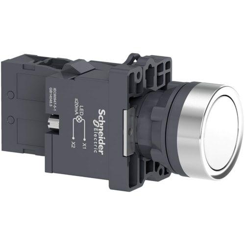 Botão Ø22 mm Plástico Iluminado LED 220 V CA 1NA Branco XA2EW31M1 Schneider Electric