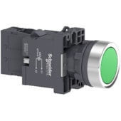Botão Ø22 mm Plástico Iluminado LED 220 V CA 1NA Verde XA2EW33M1 Schneider Electric
