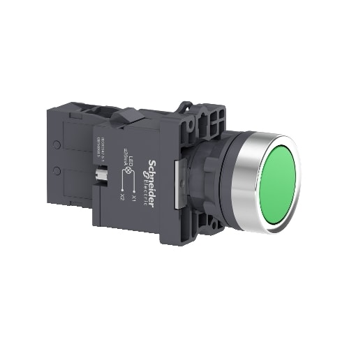 Botão Ø22 mm Plástico Iluminado LED 220 V CA 1NA Verde XA2EW33M1 Schneider Electric