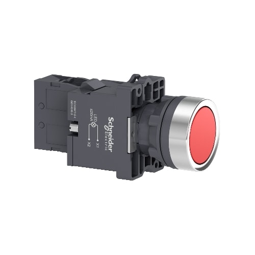 Botão Ø22 mm Plástico Iluminado LED Vermelho 220 V CA 1NA XA2EW34M1 Schneider Electric