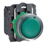 Botão Ø22 mm Plástico LED 24 V CA/CC 1NA+1NF Verde XB5AW33B5 Schneider Electric