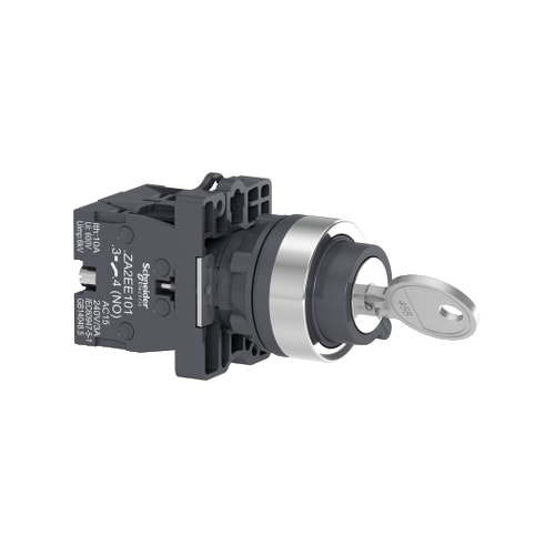 Comutador com Chave Ø22 mm Plástico 2 Posições Fixas com Retirada à Esquerda/Direita 2NA XA2EG43 Schneider Electric
