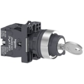 Comutador com Chave Ø22 mm Plástico 3 Posições Fixas com Retirada à Esquerda/Direita 2NA XA2EG03 Schneider Electric