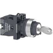 Comutador com Chave Ø22 mm Plástico 3 Posições Fixas com Retirada ao Centro 2NA XA2EG33 Schneider Electric