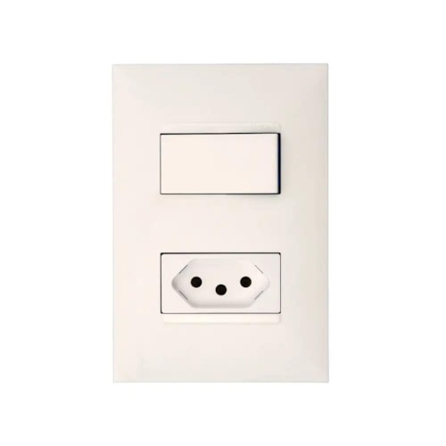 Conjunto 4x2 1 Interruptor Simples + 1 Tomada 2P+T 10A Plus+