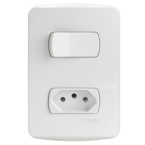 Conjunto de Interruptor e Tomada 10 A 250 V 4x2 Miluz Branco S3B69040 Schneider Electric