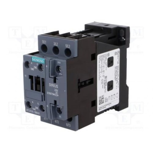 Contator Tripolar 25 A Bobina 24 V CC 1NA + 1NF 3RT2026-1BB40 Siemens