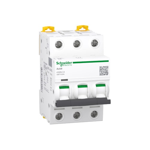 Disjuntor Acti9 IC60N 3P, 4A C, 50kA 220/240VCA Schneider