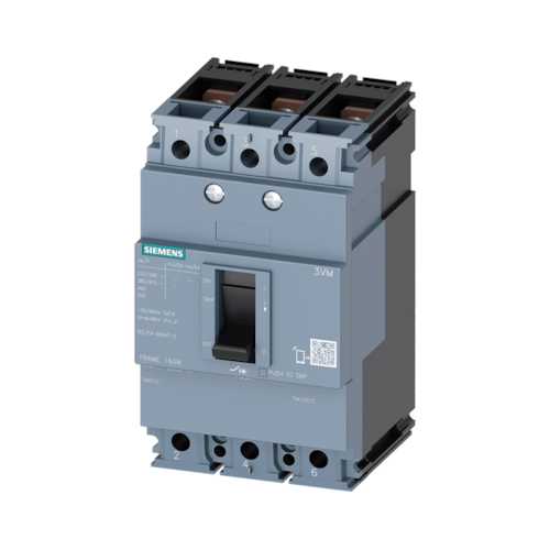 Disjuntor Caixa Moldada Tripolar TM210 160 A 36 kA/380 V 3VM1116-4ED32-0AA0 Siemens