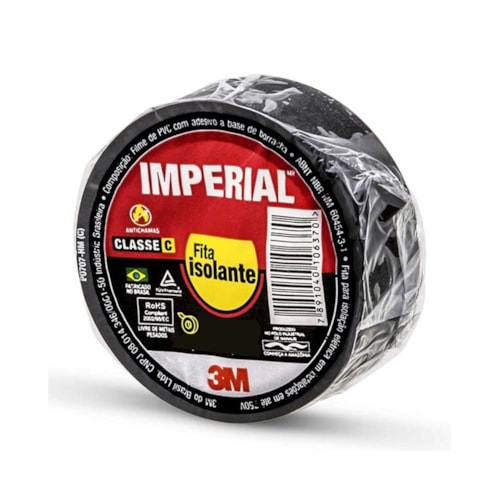 Fita Isolante Imperial Slim 18 mm x 20 m Preta HB004216360 3M
