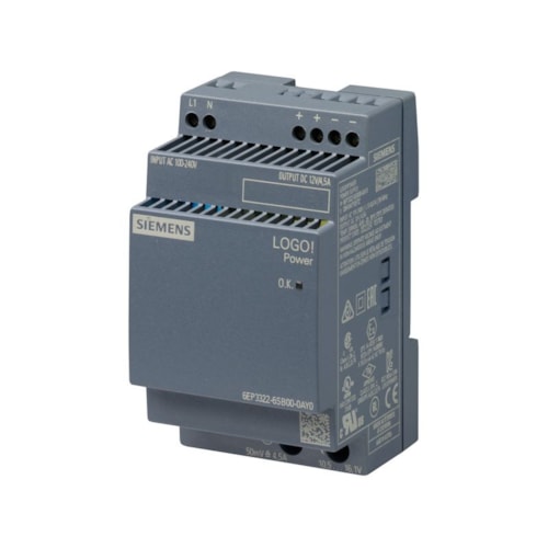 Fonte De Alimentação Regulada Monofásico 100/240VCA 12V 4,5A 6EP33226SB000AY0 Siemens
