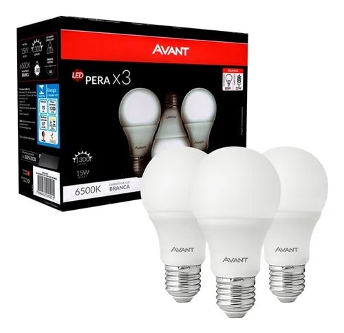 Lampada Led Pera 15w Caixa Com 3 Unidades 6500k 335441473 - Avant