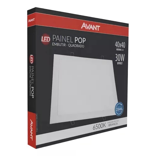 Painel LED de Embutir 40x40cm 30W 6500K Bivolt - Avant