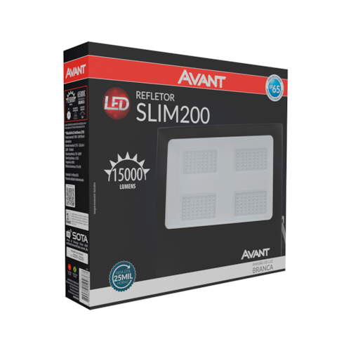 Refletor LED Slim 200W Bivolt 6500K IP65 - Avant