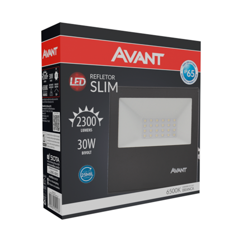 Refletor LED Slim 30W 6500K Bivolt IP65 - Avant