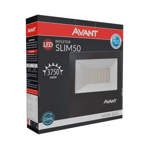 Refletor LED Slim 50W Bivolt 6500K IP65 - Avant