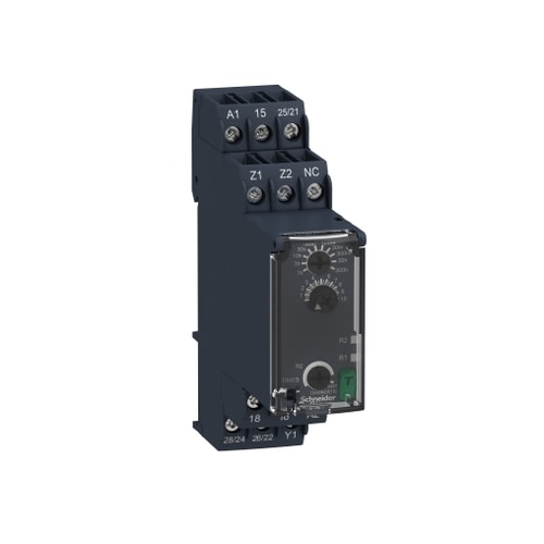 Relé Temporizador Modular 8A 2NAF 0,05S 300H Função Dupla Atraso na Energização 240VCA/CC RE22R2AMR Schneider