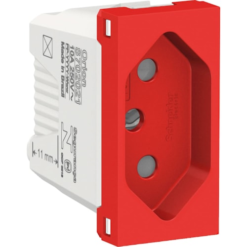 Tomada Elétrica 2P+T 10 A 250 V Orion Essence Vermelho S70202134 Schneider Electric